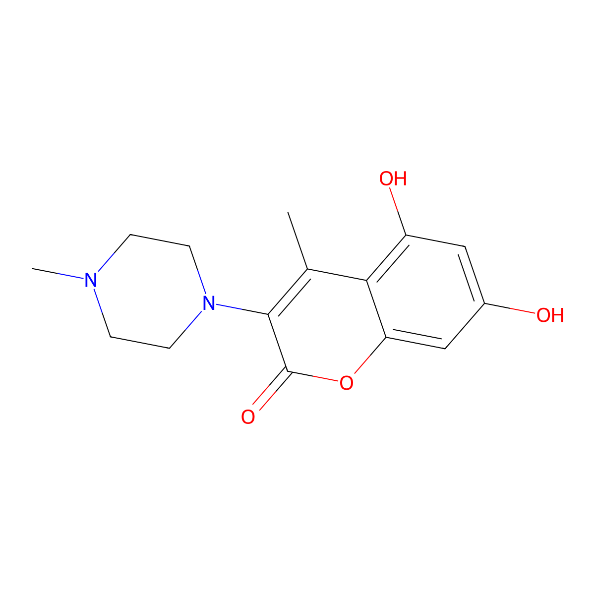 5,7-dihydroxy-4-methyl-3-(4-methylpiperazin-1-yl)-2H-chromen-2-one molecular structure, CAS 1209261-56-2