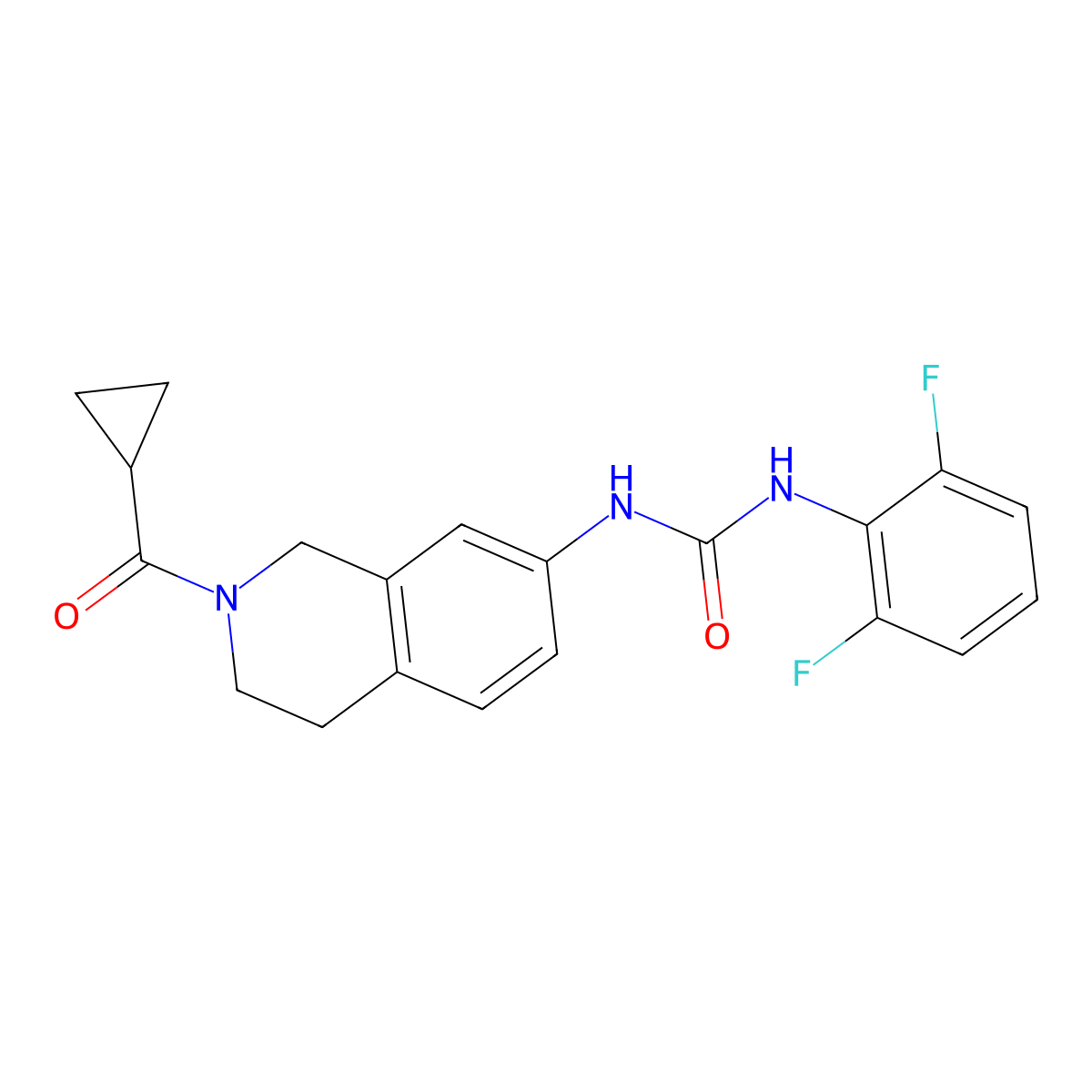 1-(2-Cyclopropanecarbonyl-1,2,3,4-tetrahydroisoquinolin-7-yl)-3-(2,6-difluorophenyl)urea molecular structure, CAS 1209264-80-1