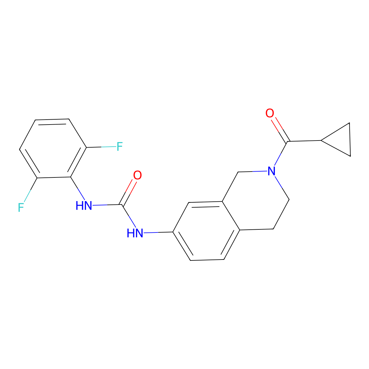 1-(2-Cyclopropanecarbonyl-1,2,3,4-tetrahydroisoquinolin-7-yl)-3-(2,6-difluorophenyl)urea molecular structure, CAS 1209264-80-1
