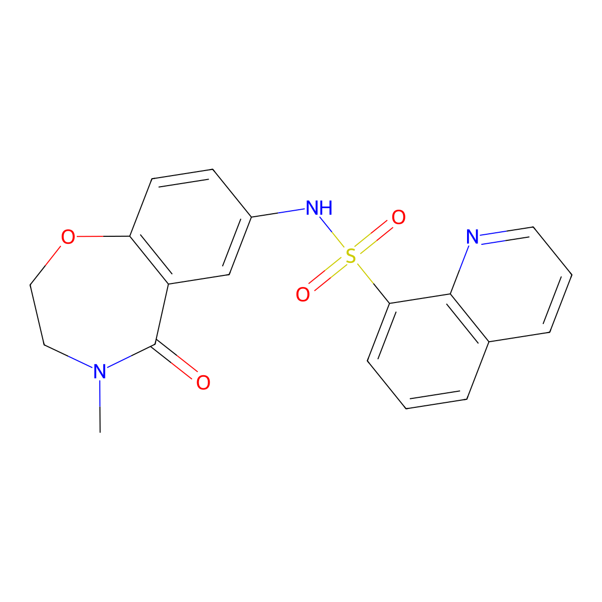 N-(4-methyl-5-oxo-2,3,4,5-tetrahydrobenzo[f][1,4]oxazepin-7-yl)quinoline-8-sulfonamide molecular structure, CAS 1209266-50-1