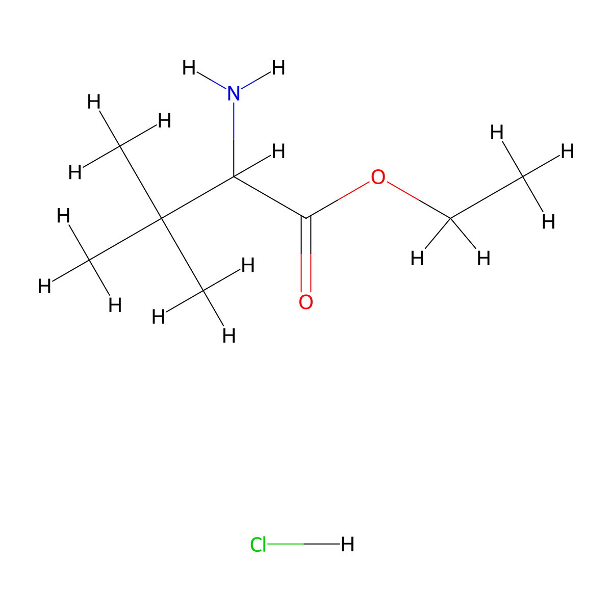Ethyl 2-amino-3,3-dimethylbutanoate hydrochloride molecular structure, CAS 120927-16-4