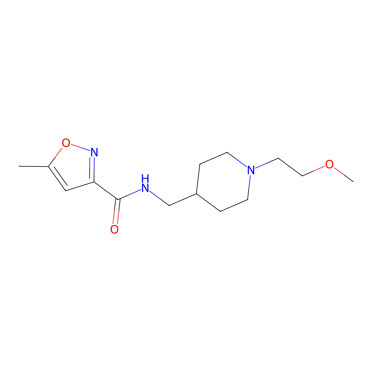N-((1-(2-methoxyethyl)piperidin-4-yl)methyl)-5-methylisoxazole-3-carboxamide molecular structure, CAS 1209279-30-0
