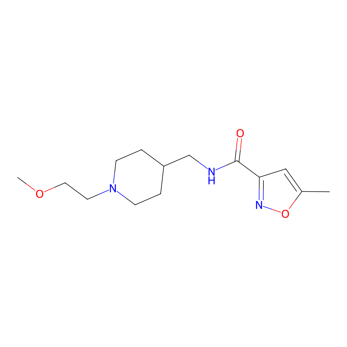 N-((1-(2-methoxyethyl)piperidin-4-yl)methyl)-5-methylisoxazole-3-carboxamide molecular structure, CAS 1209279-30-0