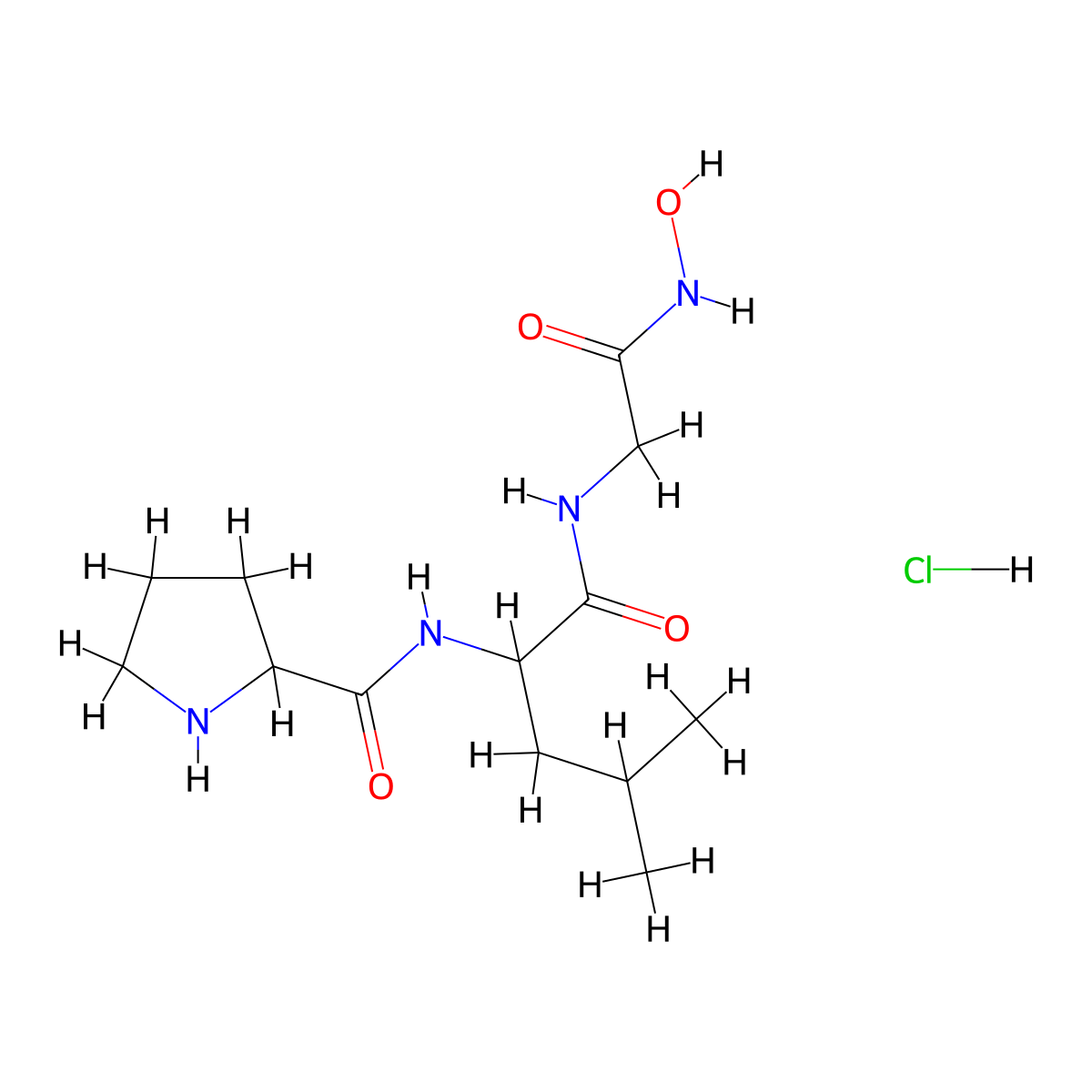 Prolylleucyl-N-hydroxyglycinamide--hydrogen chloride (1/1) molecular structure, CAS 120928-08-7