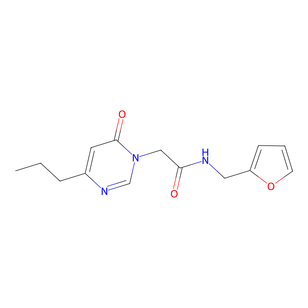 N-(furan-2-ylmethyl)-2-(6-oxo-4-propylpyrimidin-1(6H)-yl)acetamide molecular structure, CAS 1209285-96-0