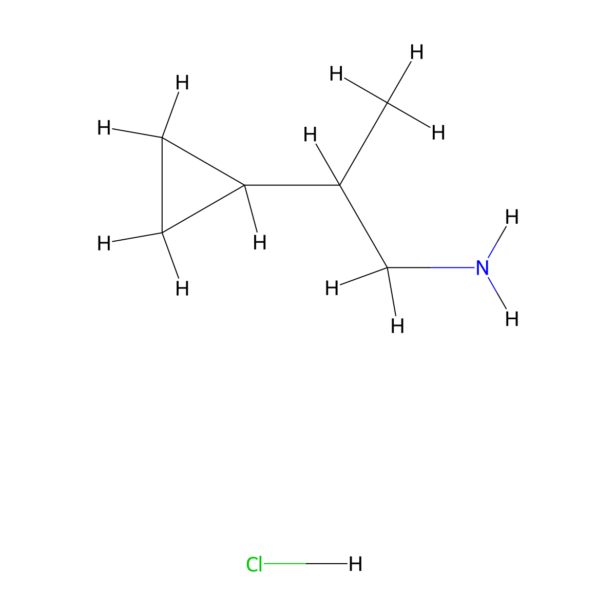 2-Cyclopropylpropan-1-amine hydrochloride molecular structure, CAS 1209286-56-5
