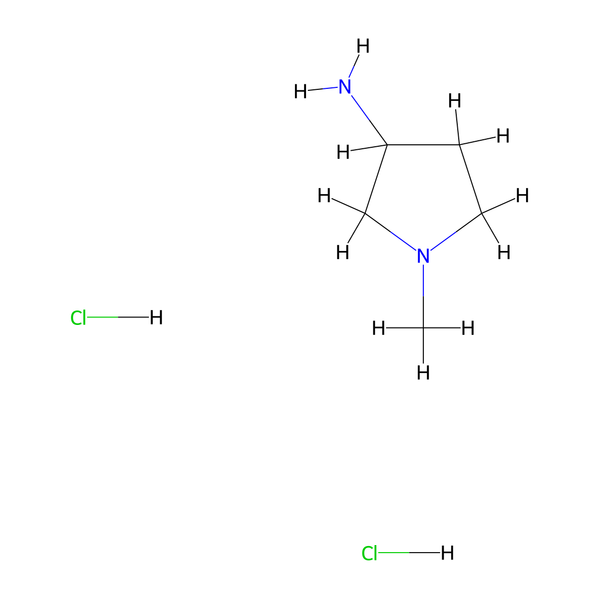 1-Methylpyrrolidin-3-amine dihydrochloride molecular structure, CAS 1209287-84-2