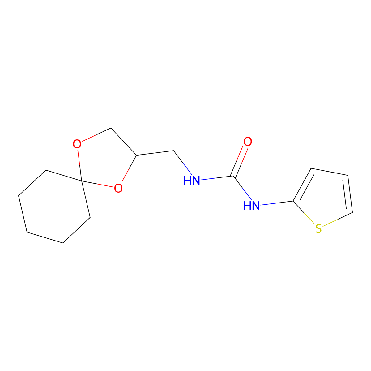1-(1,4-Dioxaspiro[4.5]decan-2-ylmethyl)-3-(thiophen-2-yl)urea molecular structure, CAS 1209299-99-9