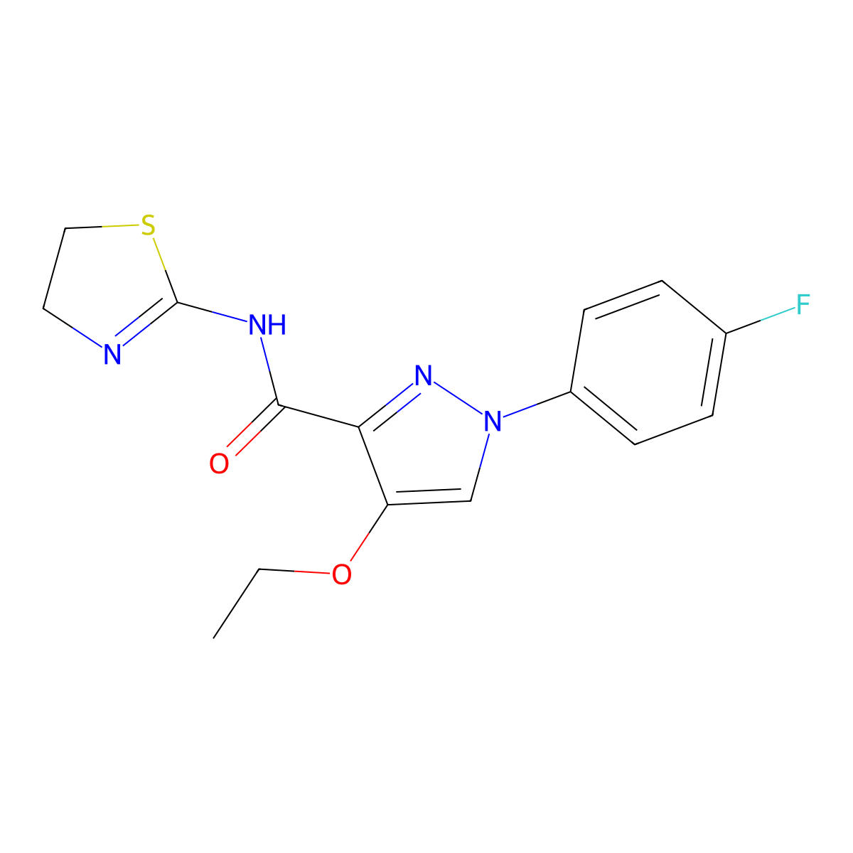 N-(4,5-dihydrothiazol-2-yl)-4-ethoxy-1-(4-fluorophenyl)-1H-pyrazole-3-carboxamide molecular structure, CAS 1209301-90-5