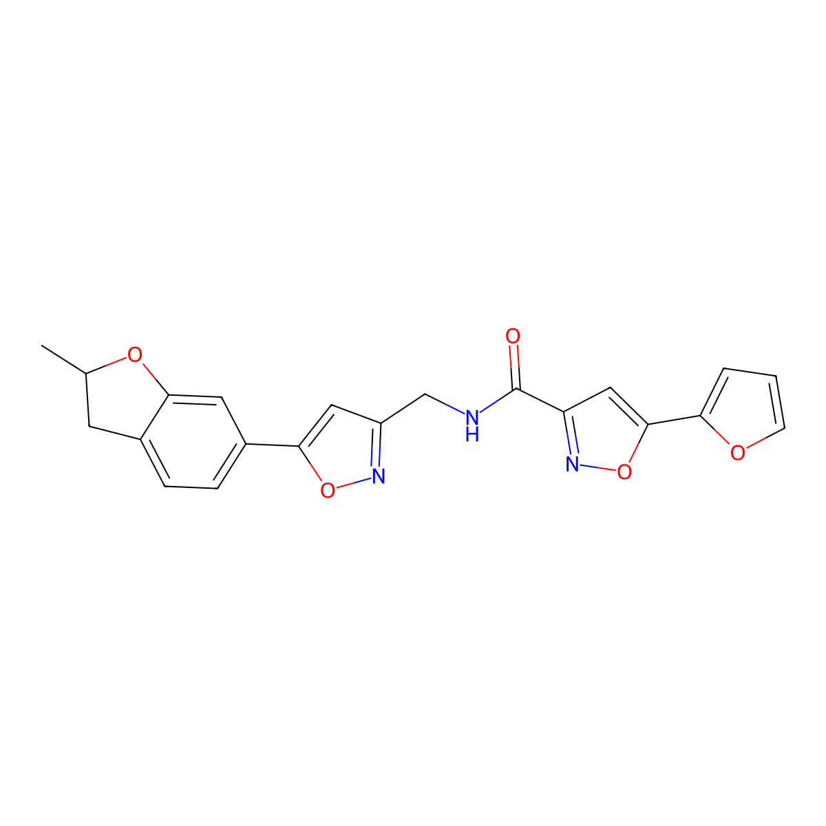 5-(furan-2-yl)-N-((5-(2-methyl-2,3-dihydrobenzofuran-6-yl)isoxazol-3-yl)methyl)isoxazole-3-carboxamide molecular structure, CAS 1209304-57-3