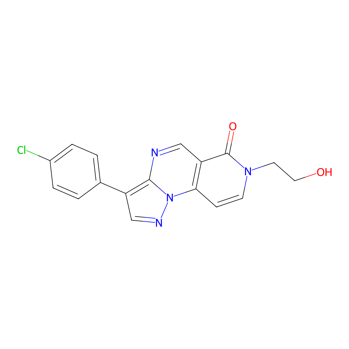 3-(4-chlorophenyl)-7-(2-hydroxyethyl)pyrazolo[1,5-a]pyrido[3,4-e]pyrimidin-6(7H)-one molecular structure, CAS 1209309-01-2