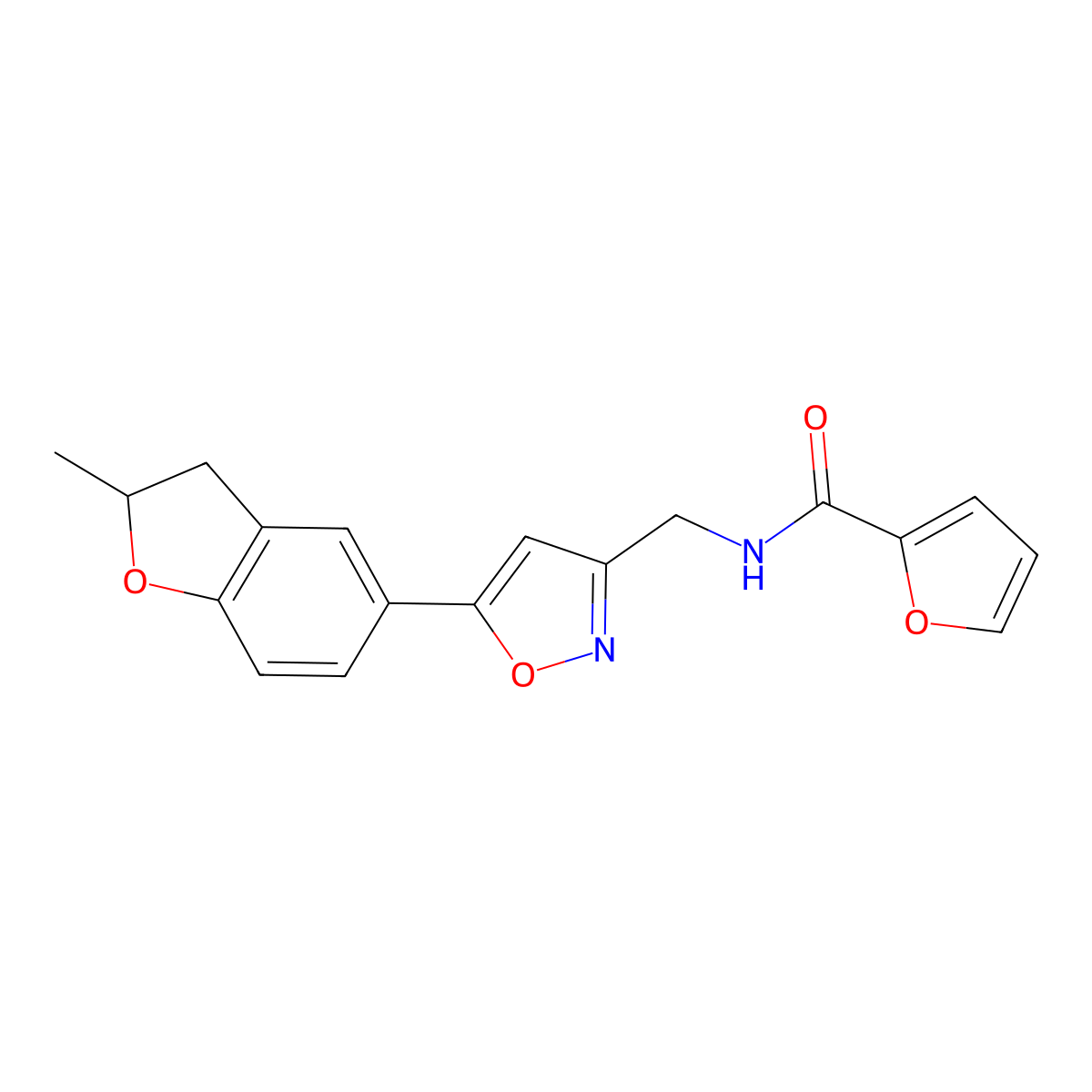 N-((5-(2-methyl-2,3-dihydrobenzofuran-5-yl)isoxazol-3-yl)methyl)furan-2-carboxamide molecular structure, CAS 1209312-67-3