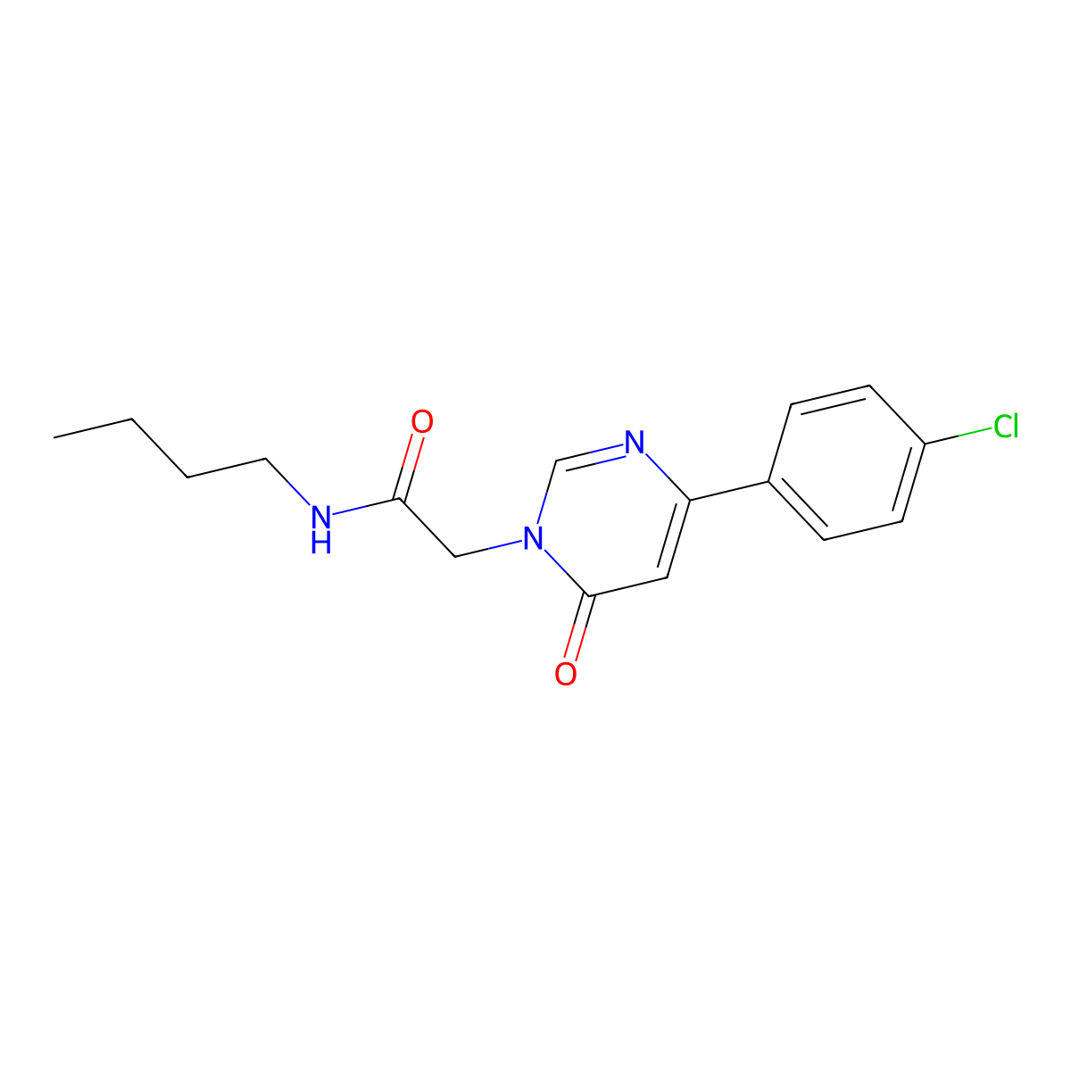 N-butyl-2-(4-(4-chlorophenyl)-6-oxopyrimidin-1(6H)-yl)acetamide molecular structure, CAS 1209313-81-4