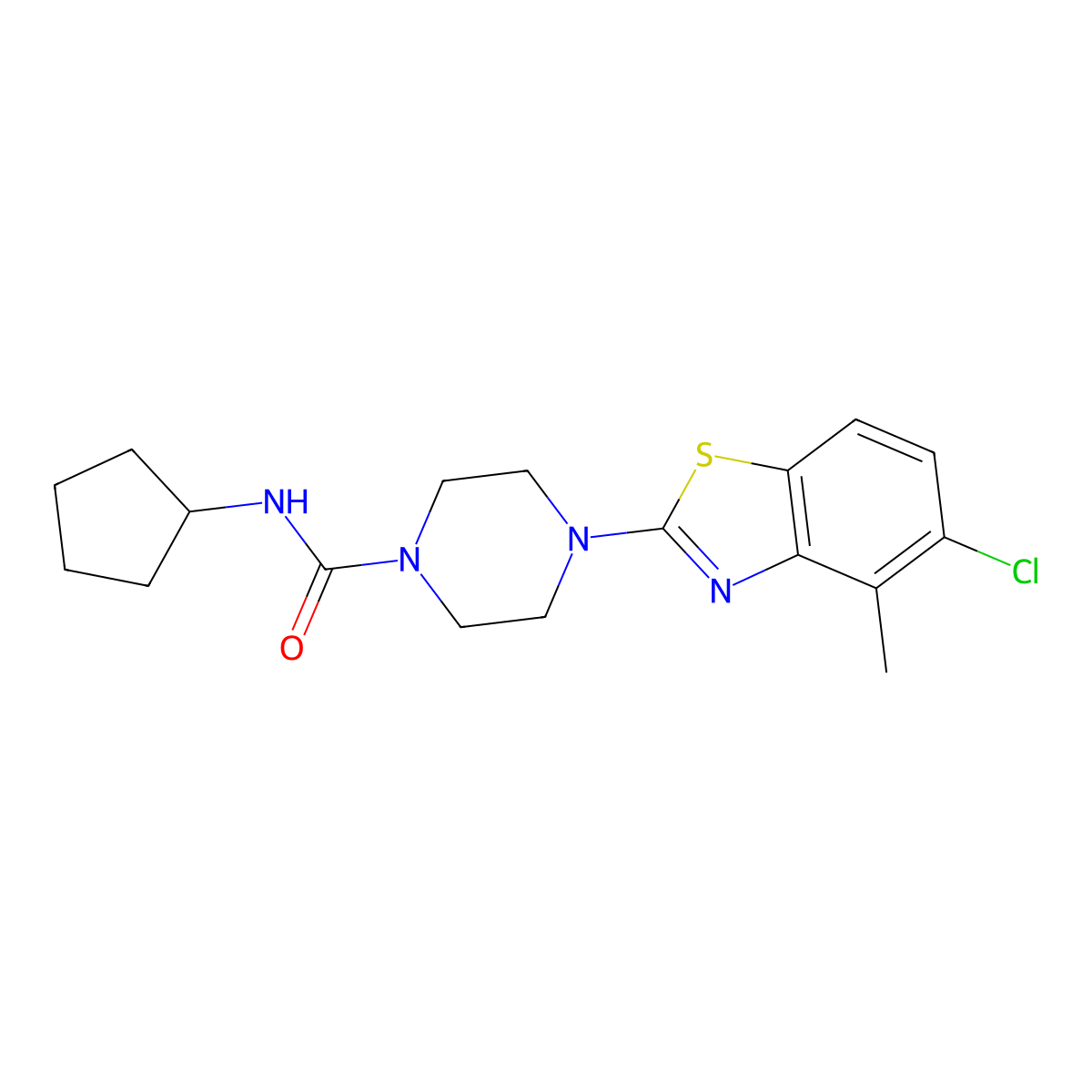 4-(5-chloro-4-methylbenzo[d]thiazol-2-yl)-N-cyclopentylpiperazine-1-carboxamide molecular structure, CAS 1209323-30-7