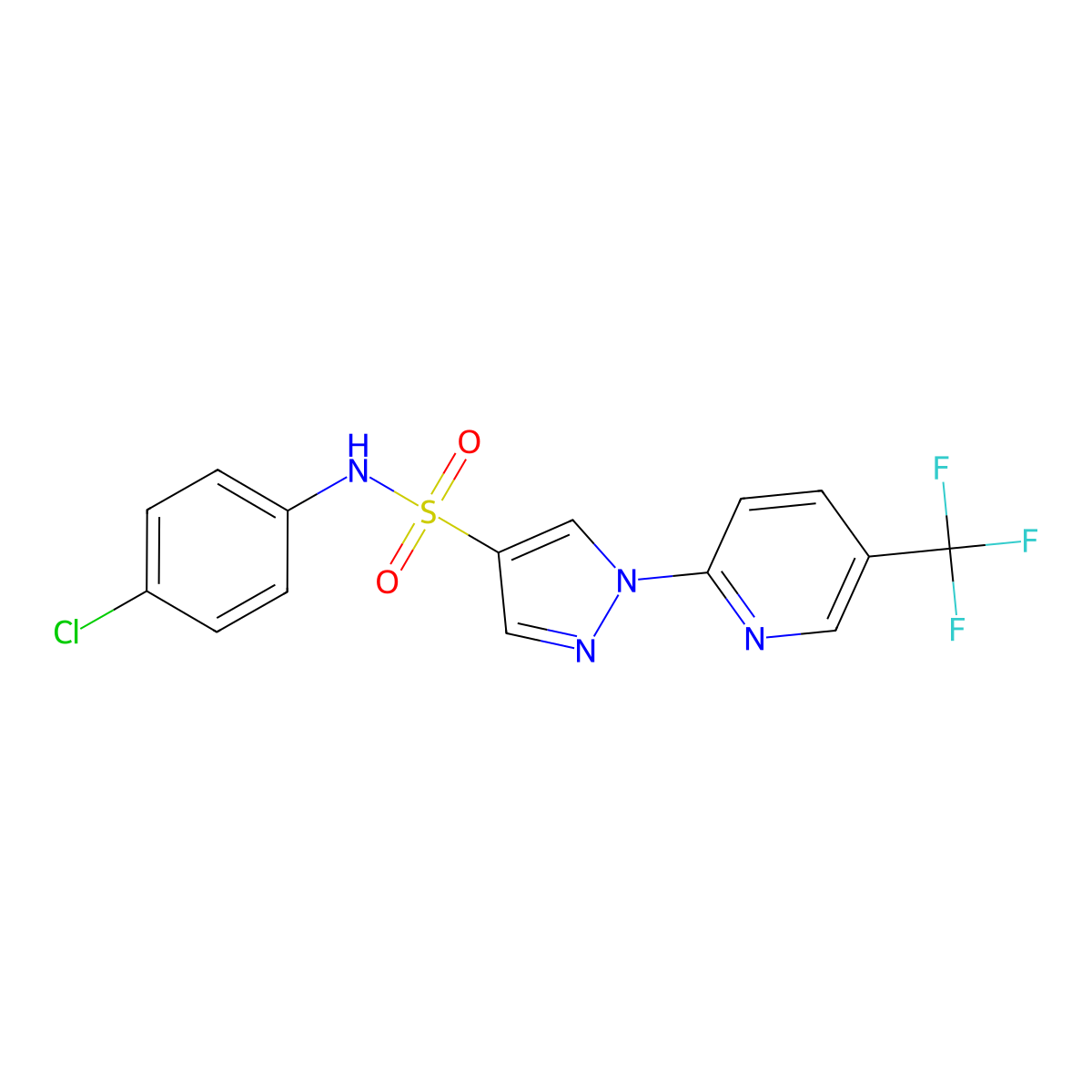 N-(4-chlorophenyl)-1-[5-(trifluoromethyl)-2-pyridinyl]-1H-pyrazole-4-sulfonamide molecular structure, CAS 1209329-05-4