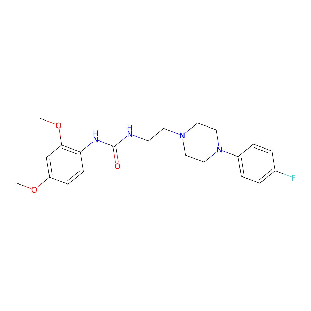 1-(2,4-Dimethoxyphenyl)-3-(2-(4-(4-fluorophenyl)piperazin-1-yl)ethyl)urea molecular structure, CAS 1209330-48-2