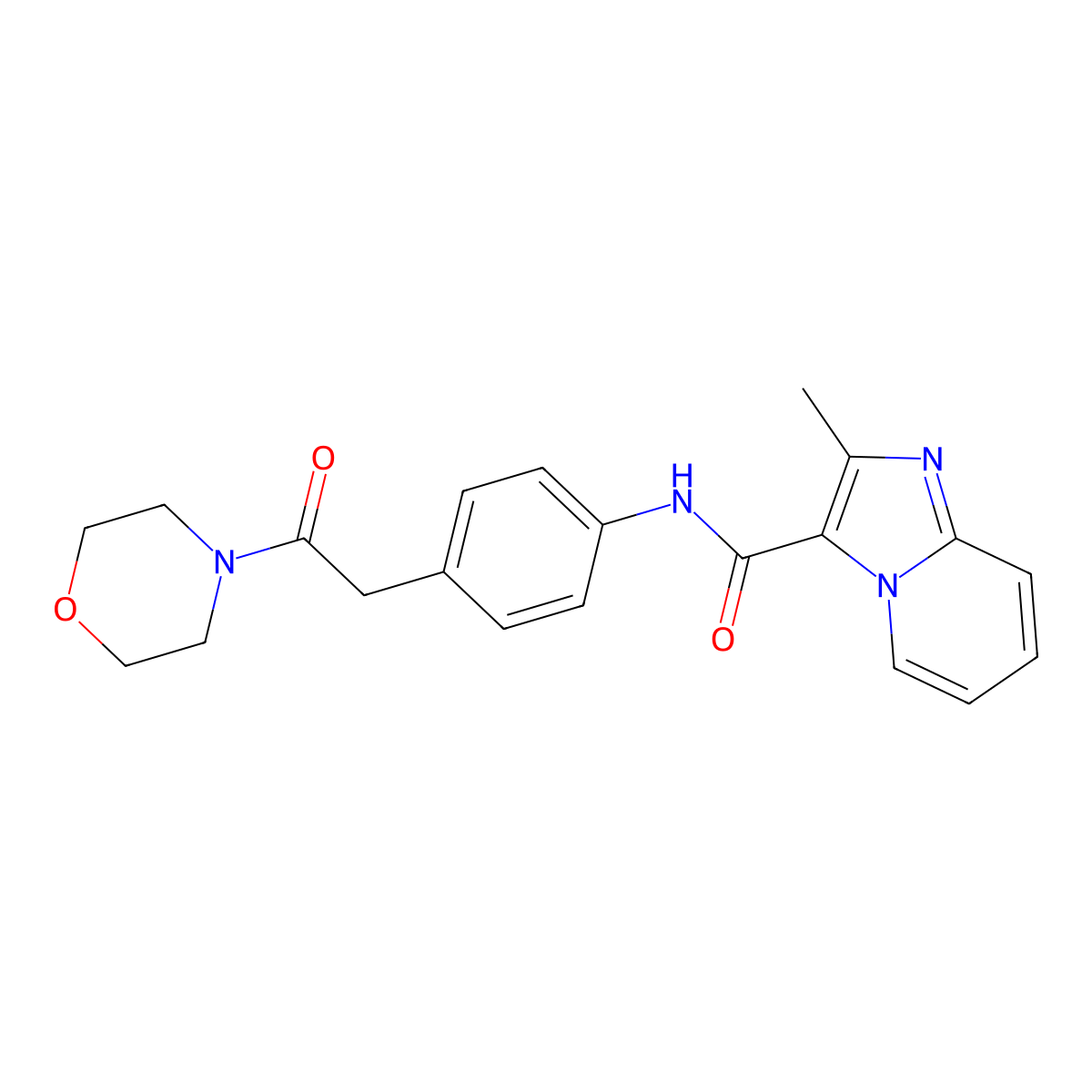 2-methyl-N-(4-(2-morpholino-2-oxoethyl)phenyl)imidazo[1,2-a]pyridine-3-carboxamide molecular structure, CAS 1209333-18-5
