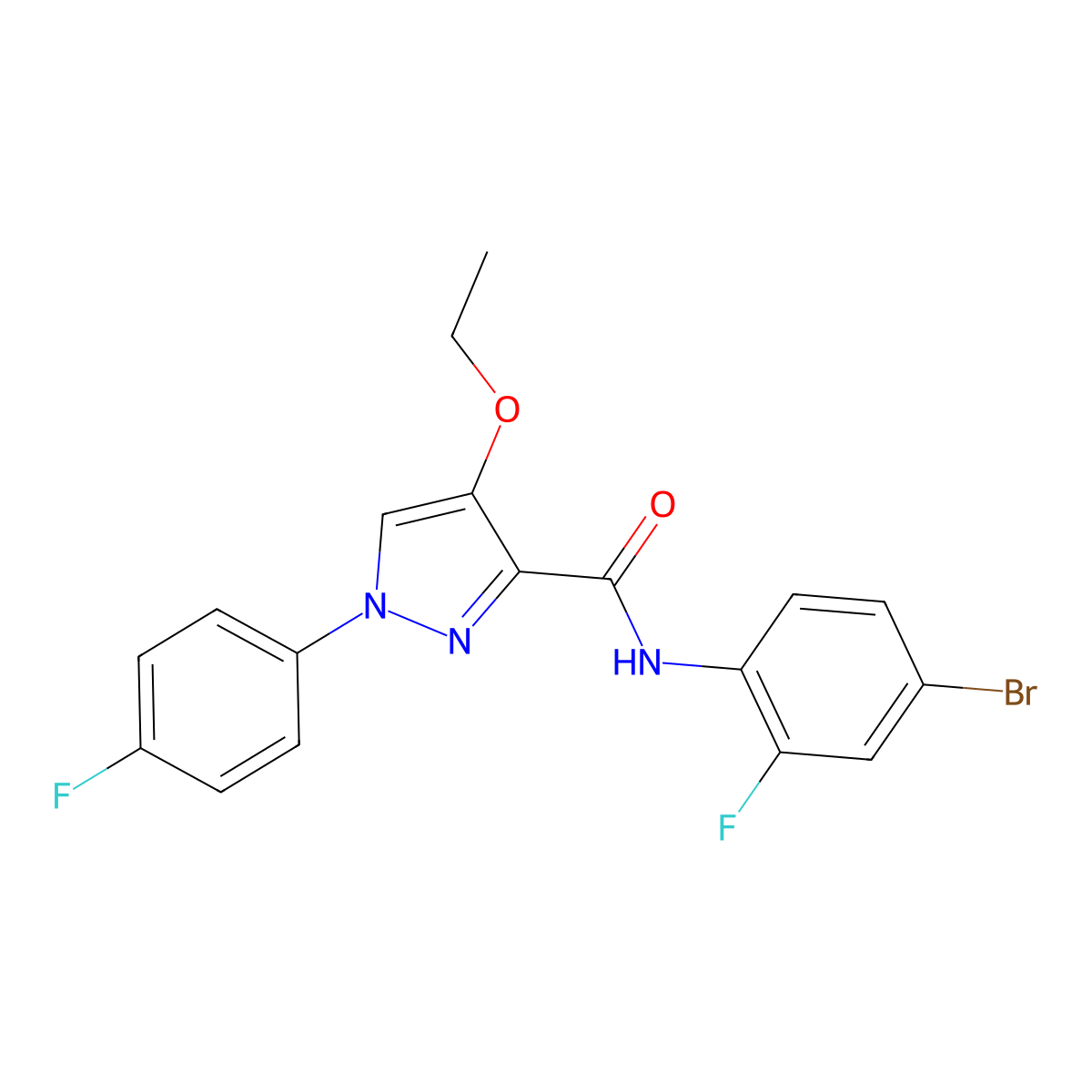 N-(4-bromo-2-fluorophenyl)-4-ethoxy-1-(4-fluorophenyl)-1H-pyrazole-3-carboxamide molecular structure, CAS 1209333-94-7