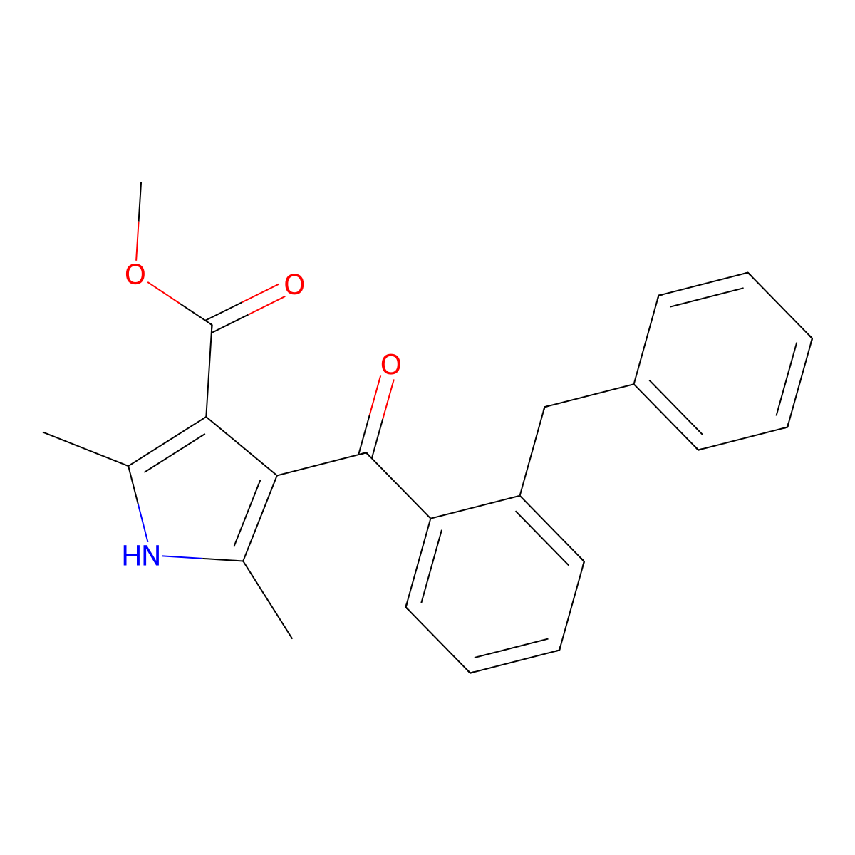 methyl 2,5-dimethyl-4-(2-(phenylmethyl)benzoyl)-1H-pyrrole-3-carboxylate molecular structure, CAS 120934-96-5