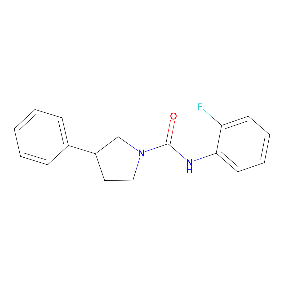 N-(2-fluorophenyl)-3-phenylpyrrolidine-1-carboxamide molecular structure, CAS 1209341-24-1