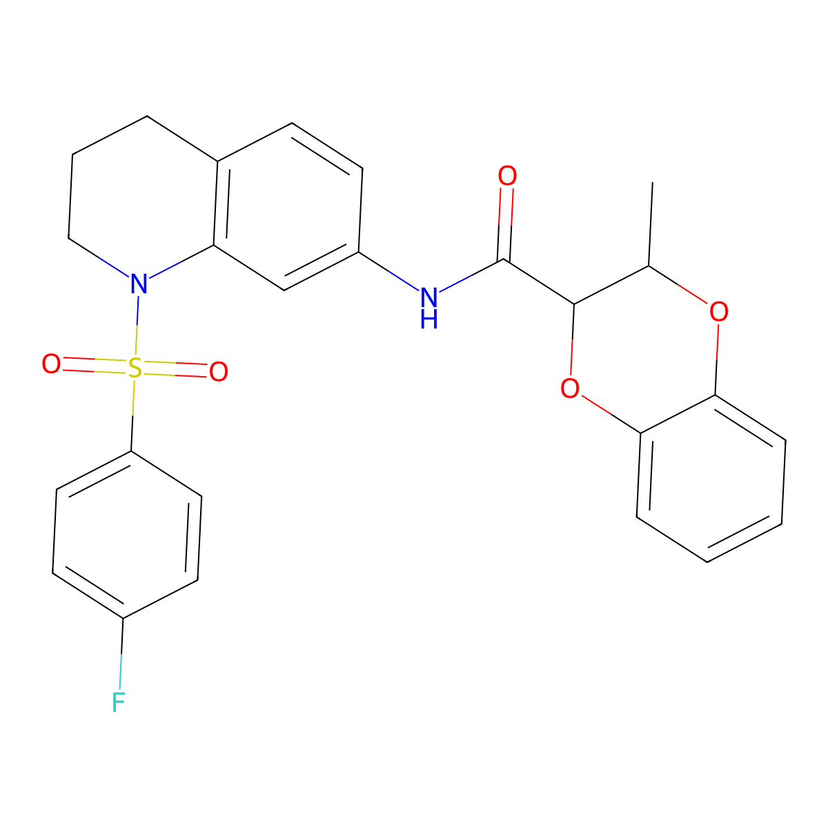 N-[1-(4-fluorobenzenesulfonyl)-1,2,3,4-tetrahydroquinolin-7-yl]-3-methyl-2,3-dihydro-1,4-benzodioxine-2-carboxamide molecular structure, CAS 1209344-65-9