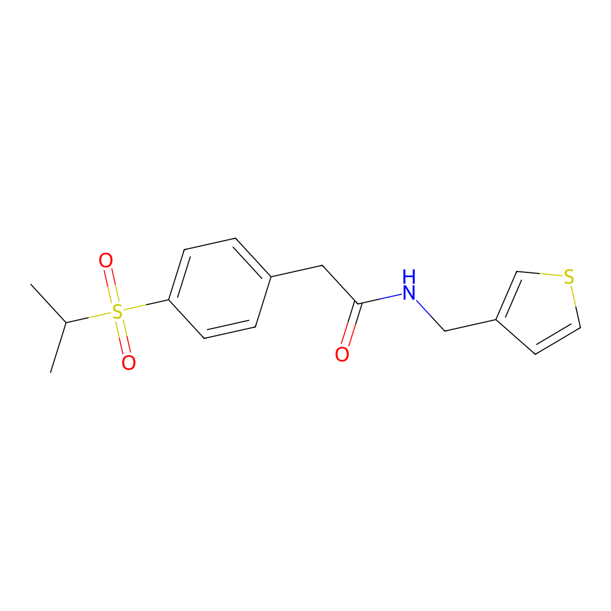 2-(4-(isopropylsulfonyl)phenyl)-N-(thiophen-3-ylmethyl)acetamide molecular structure, CAS 1209347-86-3