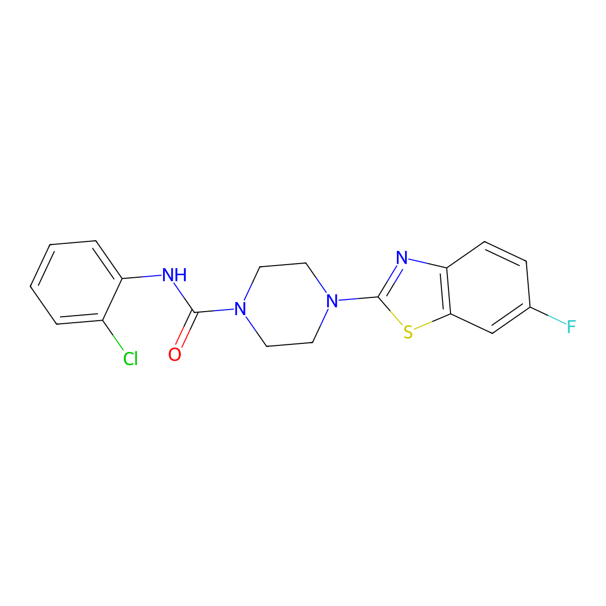 N-(2-chlorophenyl)-4-(6-fluorobenzo[d]thiazol-2-yl)piperazine-1-carboxamide molecular structure, CAS 1209353-54-7