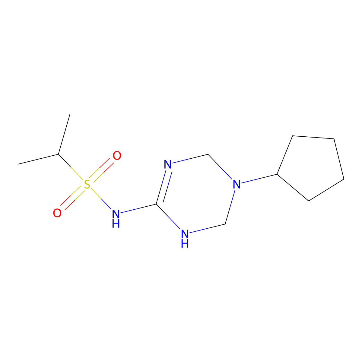 N-(5-cyclopentyl-1,4,5,6-tetrahydro-1,3,5-triazin-2-yl)-2-propanesulfonamide molecular structure, CAS 1209353-84-3