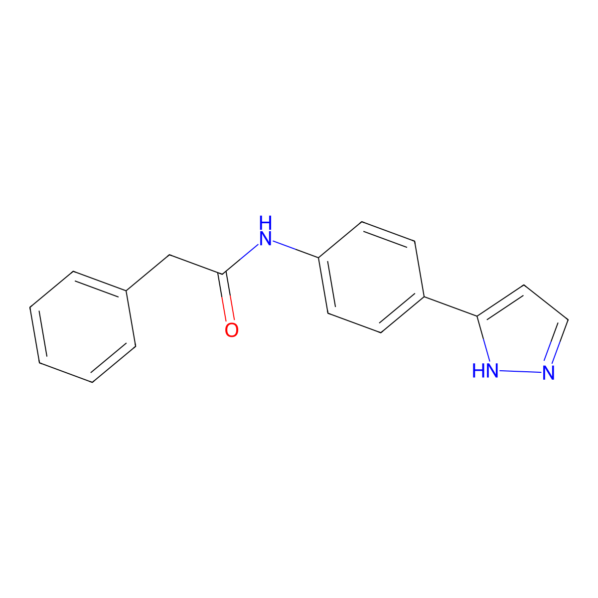 N-(4-(1H-pyrazol-3-yl)phenyl)-2-phenylacetamide molecular structure, CAS 1209359-89-6