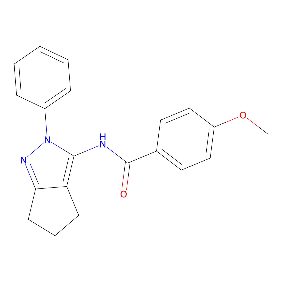 4-methoxy-N-{2-phenyl-2H,4H,5H,6H-cyclopenta[c]pyrazol-3-yl}benzamide molecular structure, CAS 1209362-87-7
