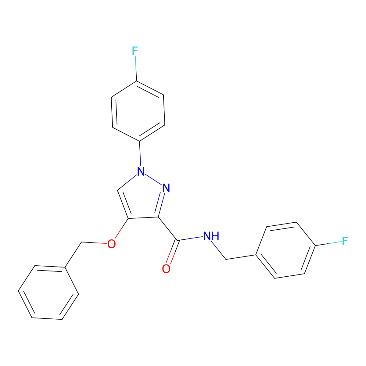 4-(benzyloxy)-N-(4-fluorobenzyl)-1-(4-fluorophenyl)-1H-pyrazole-3-carboxamide molecular structure, CAS 1209363-68-7