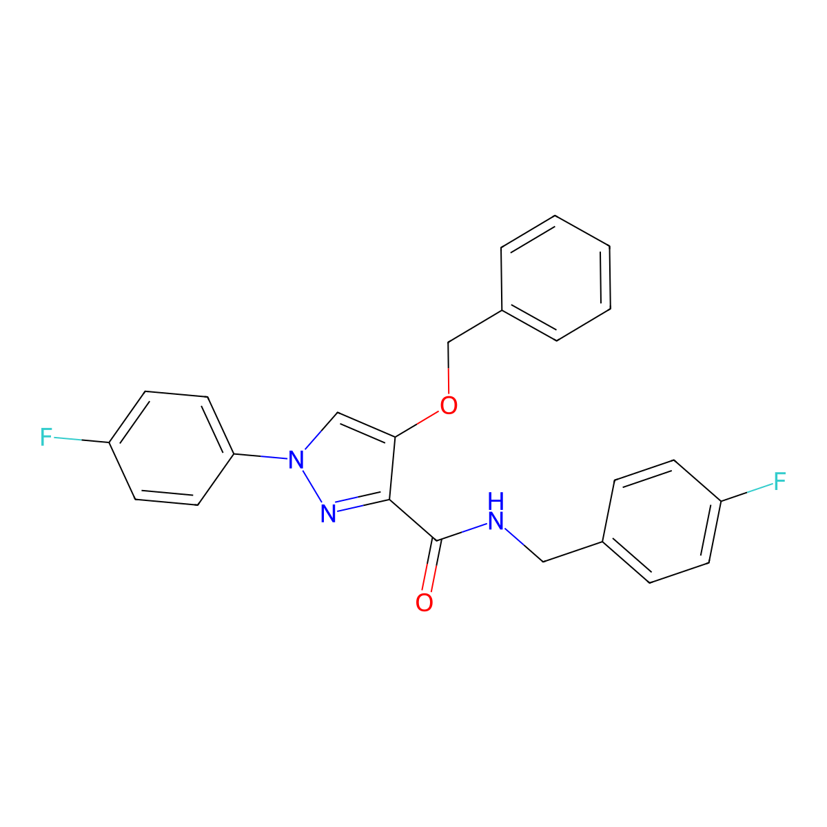 4-(benzyloxy)-N-(4-fluorobenzyl)-1-(4-fluorophenyl)-1H-pyrazole-3-carboxamide molecular structure, CAS 1209363-68-7