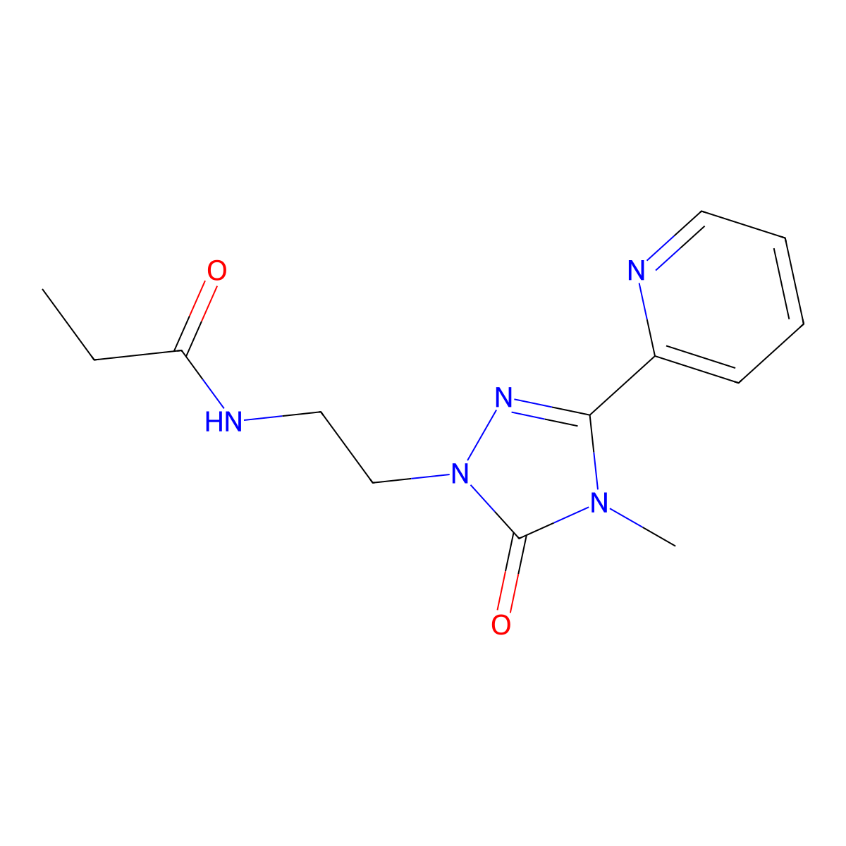 N-(2-(4-methyl-5-oxo-3-(pyridin-2-yl)-4,5-dihydro-1H-1,2,4-triazol-1-yl)ethyl)propionamide molecular structure, CAS 1209363-99-4