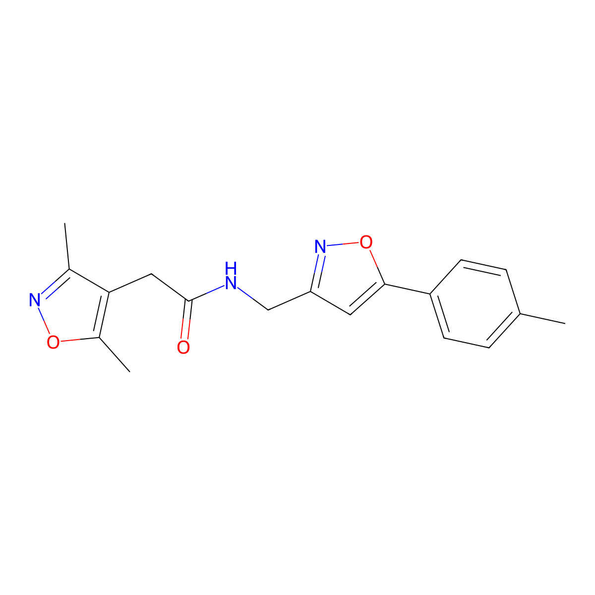 2-(3,5-dimethylisoxazol-4-yl)-N-((5-(p-tolyl)isoxazol-3-yl)methyl)acetamide molecular structure, CAS 1209364-86-2