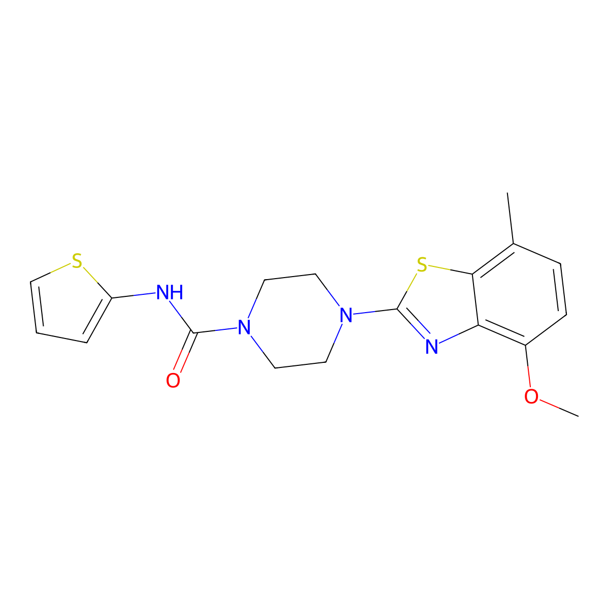 4-(4-methoxy-7-methylbenzo[d]thiazol-2-yl)-N-(thiophen-2-yl)piperazine-1-carboxamide molecular structure, CAS 1209366-92-6