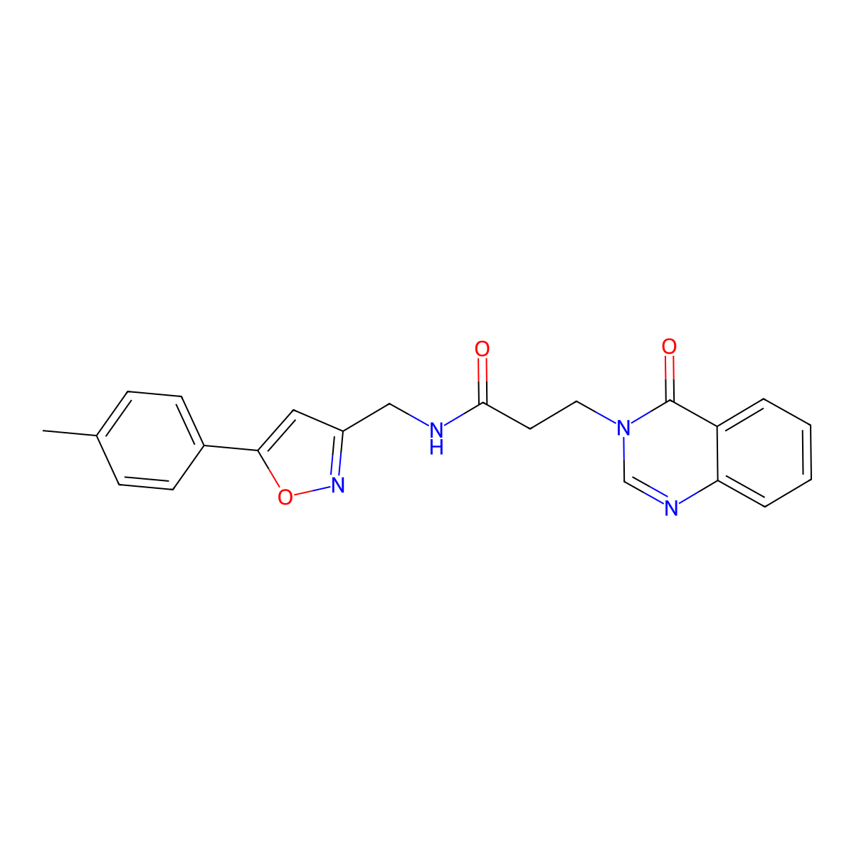 3-(4-oxoquinazolin-3(4H)-yl)-N-((5-(p-tolyl)isoxazol-3-yl)methyl)propanamide molecular structure, CAS 1209369-76-5