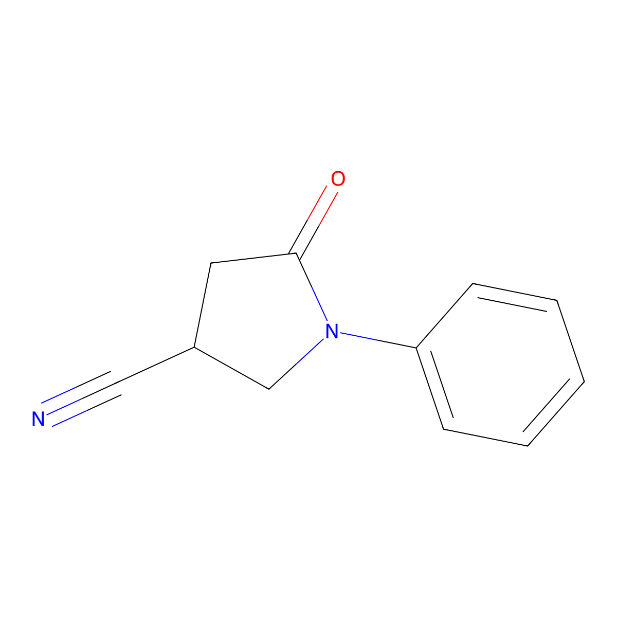 5-Oxo-1-phenylpyrrolidine-3-carbonitrile molecular structure, CAS 120937-26-0