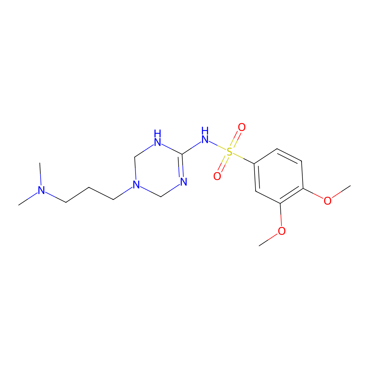 N~1~-{5-[3-(dimethylamino)propyl]-1,4,5,6-tetrahydro-1,3,5-triazin-2-yl}-3,4-dimethoxy-1-benzenesulfonamide molecular structure, CAS 1209374-98-0