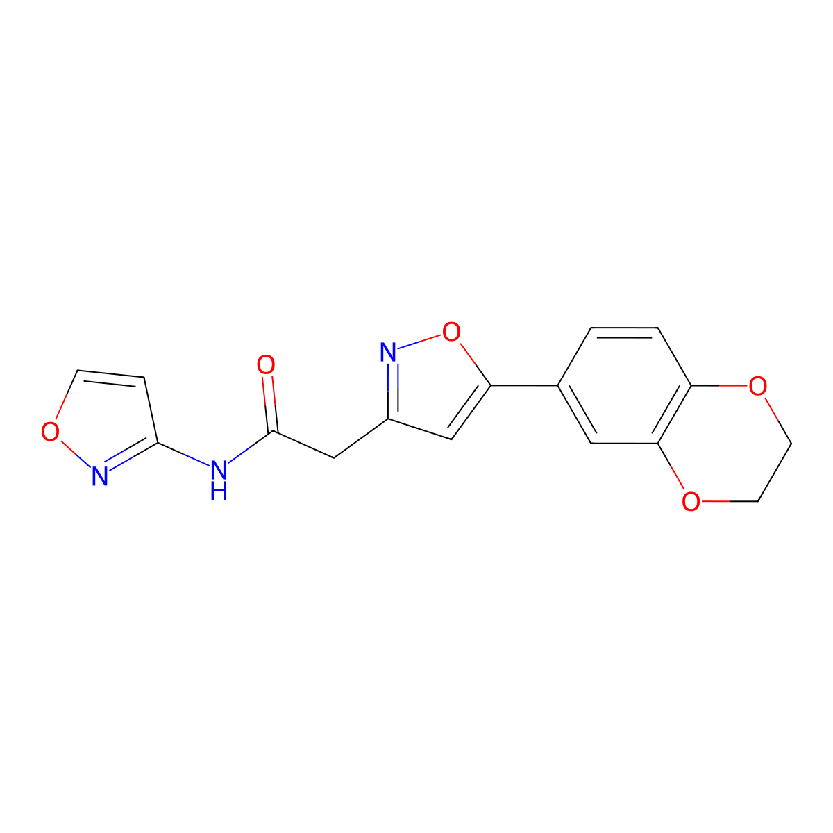 2-(5-(2,3-dihydrobenzo[b][1,4]dioxin-6-yl)isoxazol-3-yl)-N-(isoxazol-3-yl)acetamide molecular structure, CAS 1209377-50-3