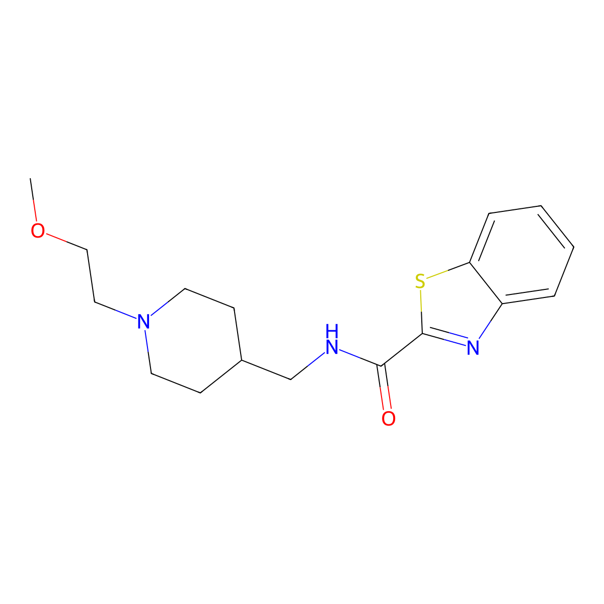 N-((1-(2-methoxyethyl)piperidin-4-yl)methyl)benzo[d]thiazole-2-carboxamide molecular structure, CAS 1209378-14-2