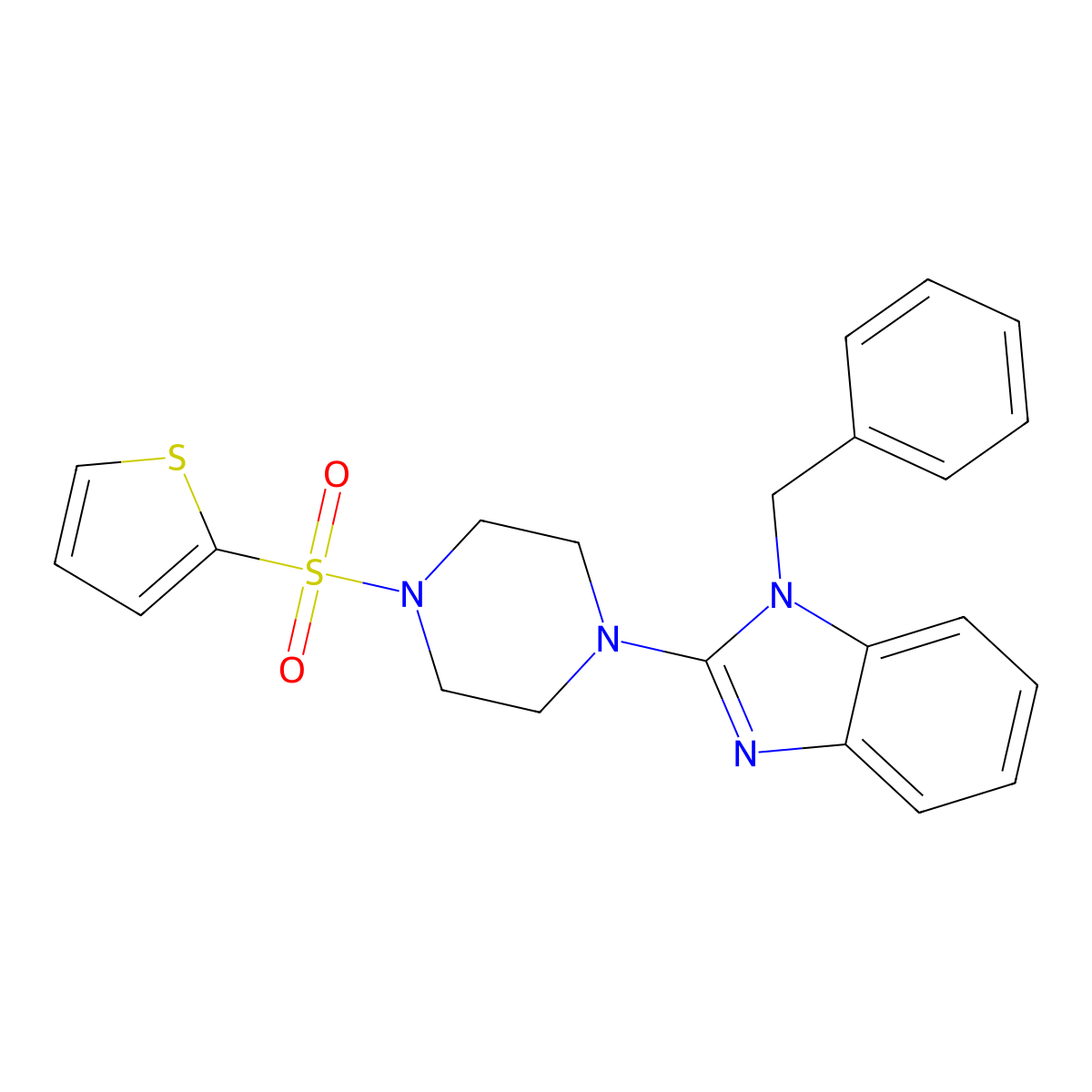 1-benzyl-2-(4-(thiophen-2-ylsulfonyl)piperazin-1-yl)-1H-benzo[d]imidazole molecular structure, CAS 1209379-13-4