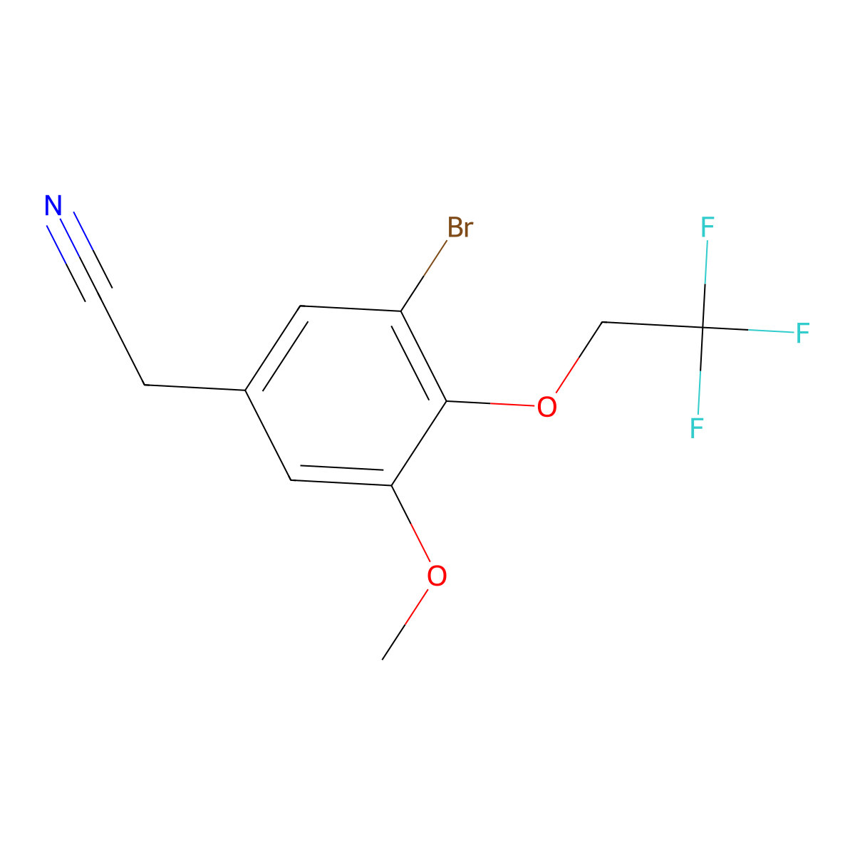 2-[3-Bromo-5-methoxy-4-(2,2,2-trifluoroethoxy)phenyl]acetonitrile molecular structure, CAS 1209382-96-6