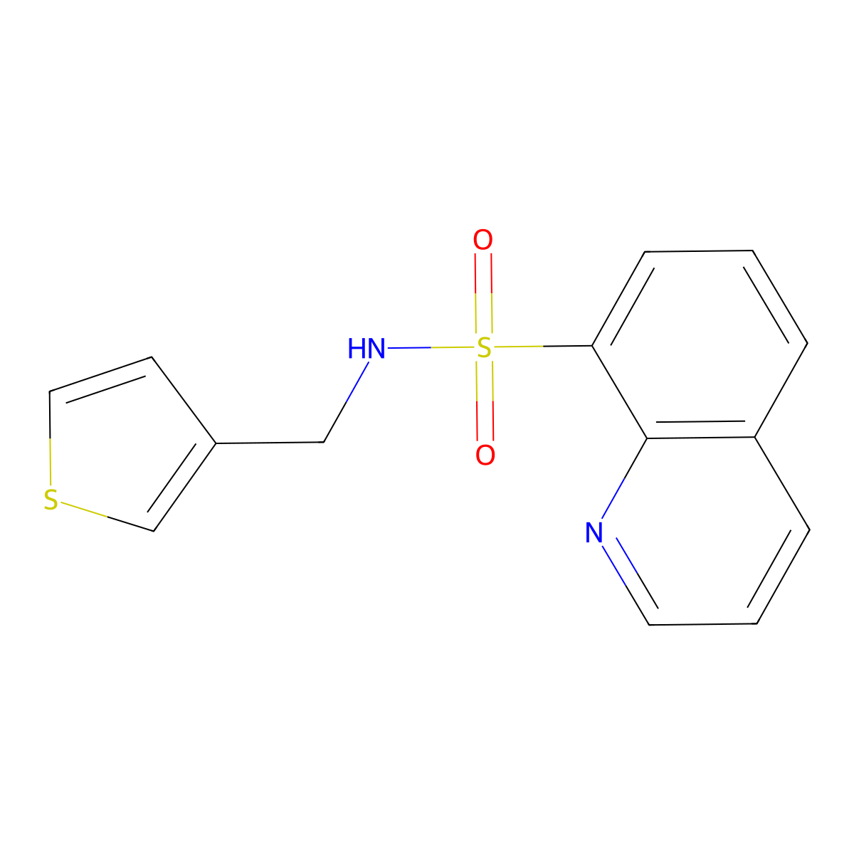 N-(thiophen-3-ylmethyl)quinoline-8-sulfonamide molecular structure, CAS 1209383-41-4