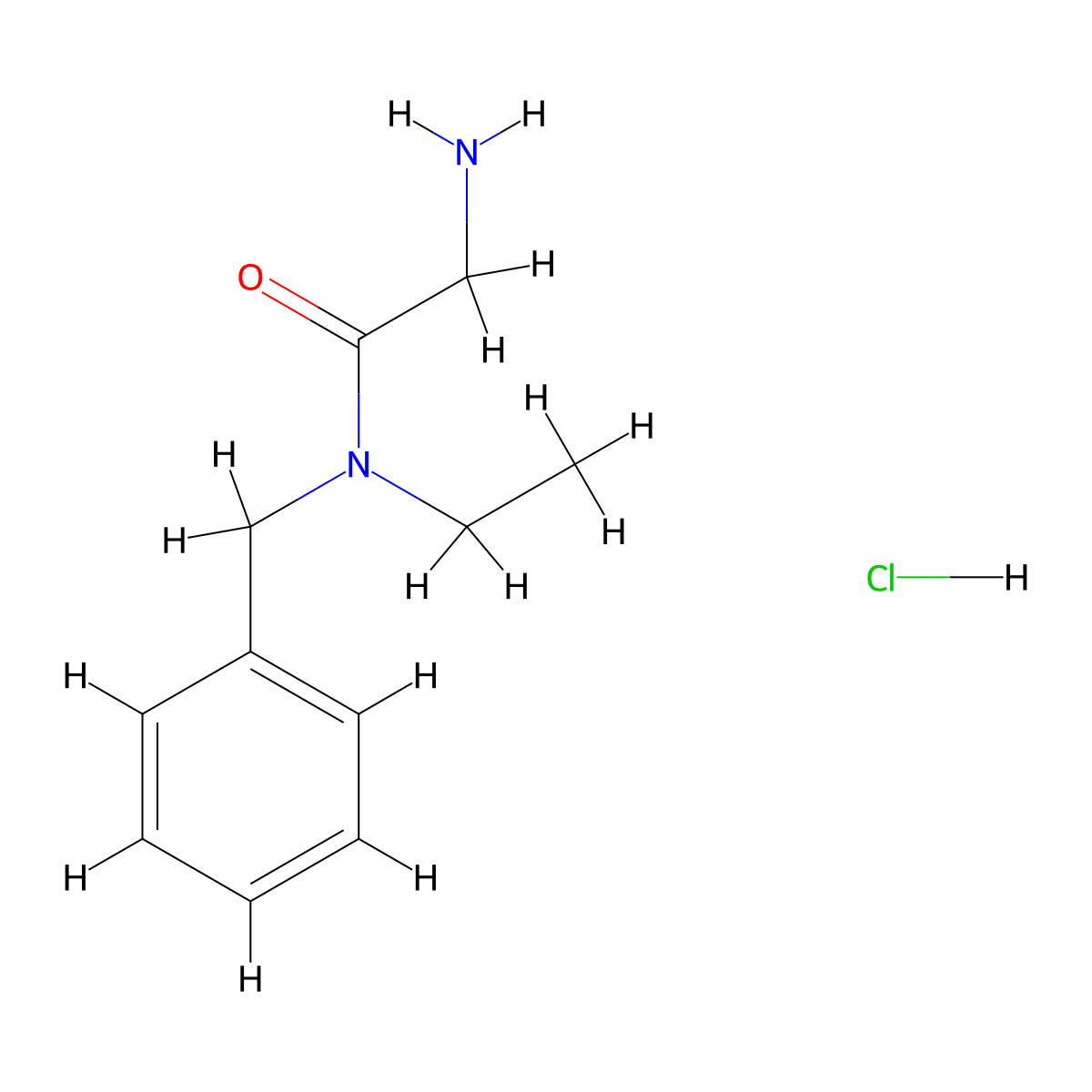 2-amino-N-benzyl-N-ethylacetamide hydrochloride molecular structure, CAS 1209388-12-4