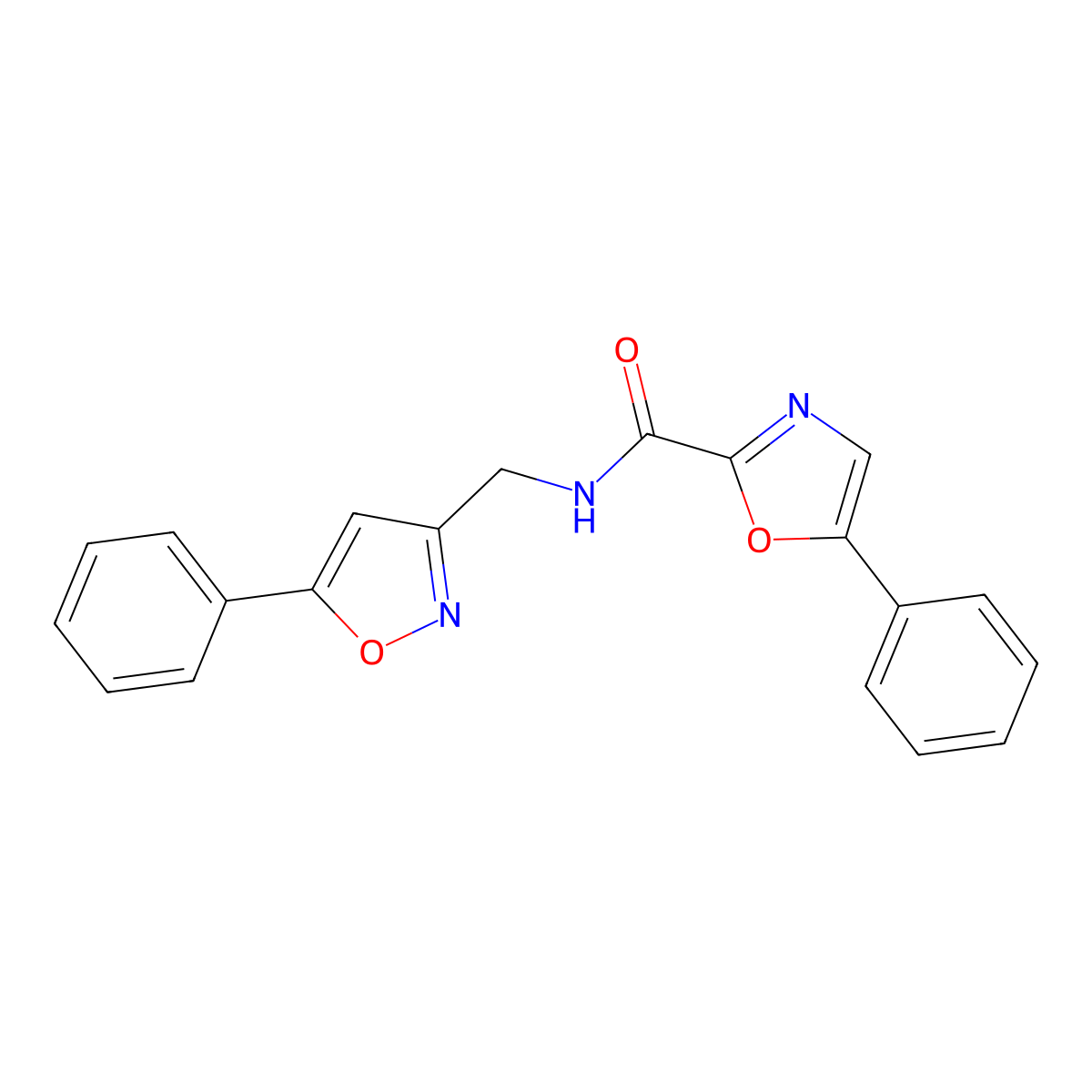 5-phenyl-N-((5-phenylisoxazol-3-yl)methyl)oxazole-2-carboxamide molecular structure, CAS 1209388-48-6