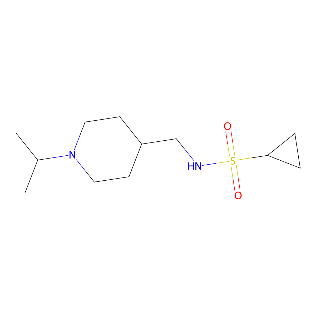 N-((1-isopropylpiperidin-4-yl)methyl)cyclopropanesulfonamide molecular structure, CAS 1209391-99-0