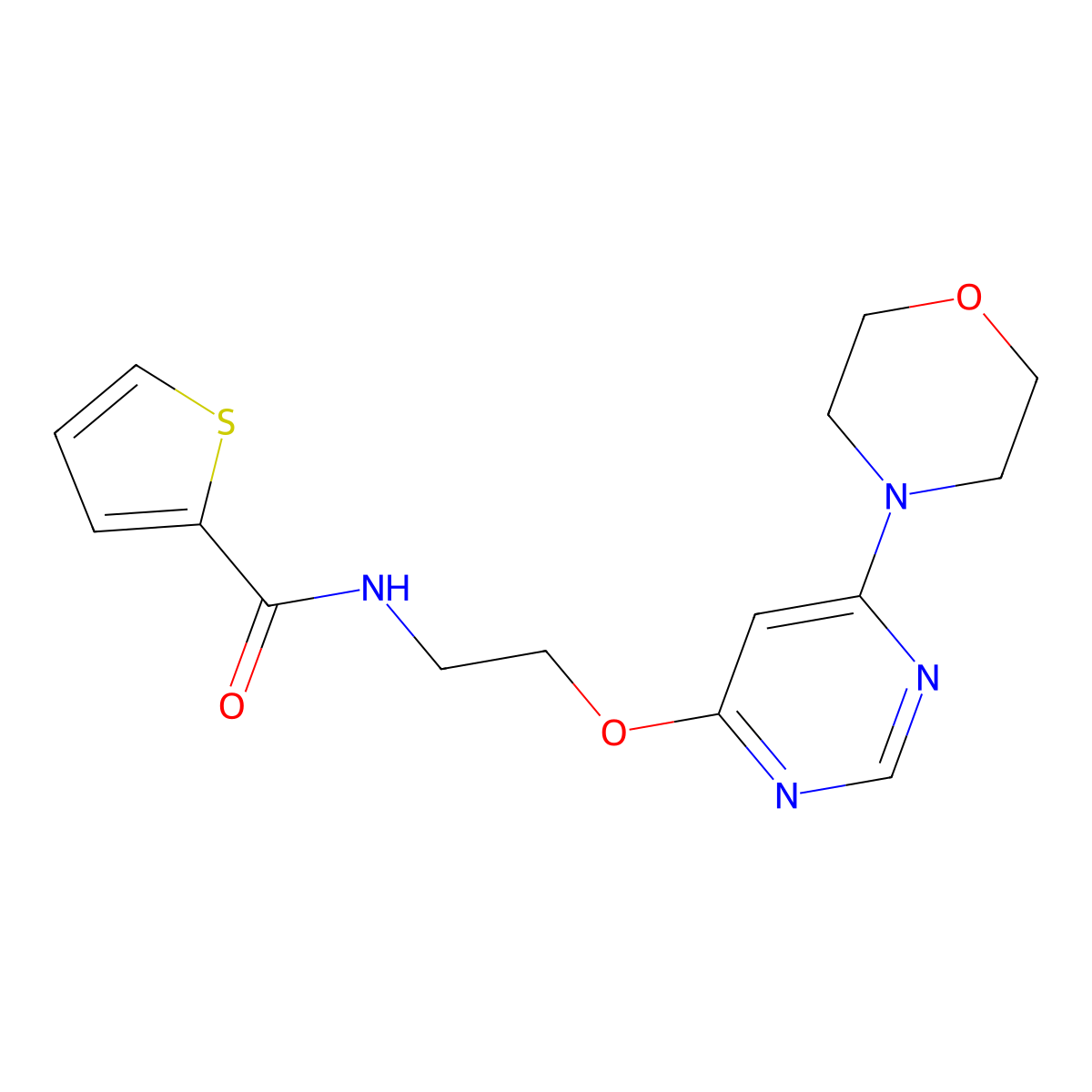 N-(2-((6-morpholinopyrimidin-4-yl)oxy)ethyl)thiophene-2-carboxamide molecular structure, CAS 1209393-40-7