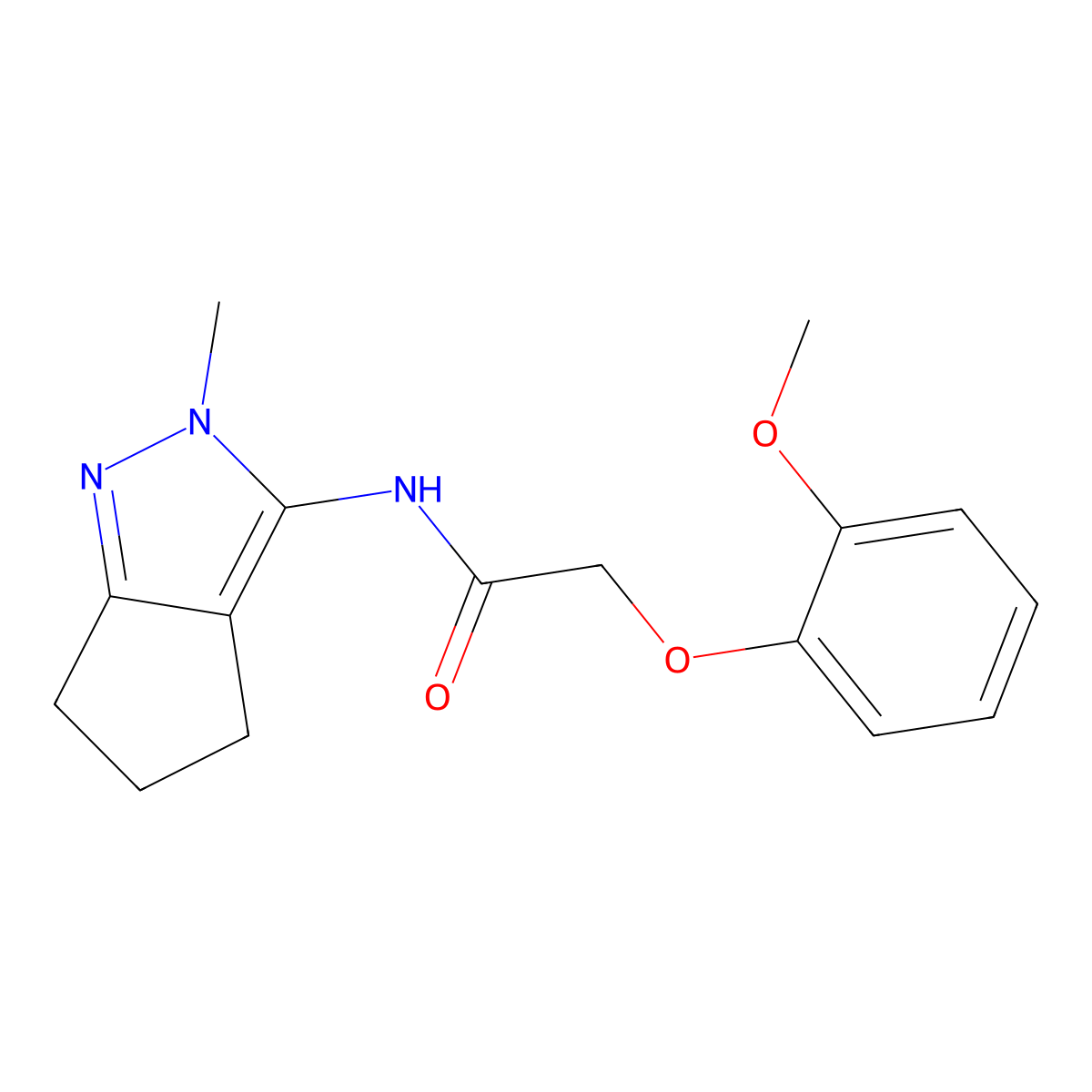 2-(2-methoxyphenoxy)-N-(2-methyl-2,4,5,6-tetrahydrocyclopenta[c]pyrazol-3-yl)acetamide molecular structure, CAS 1209395-78-7