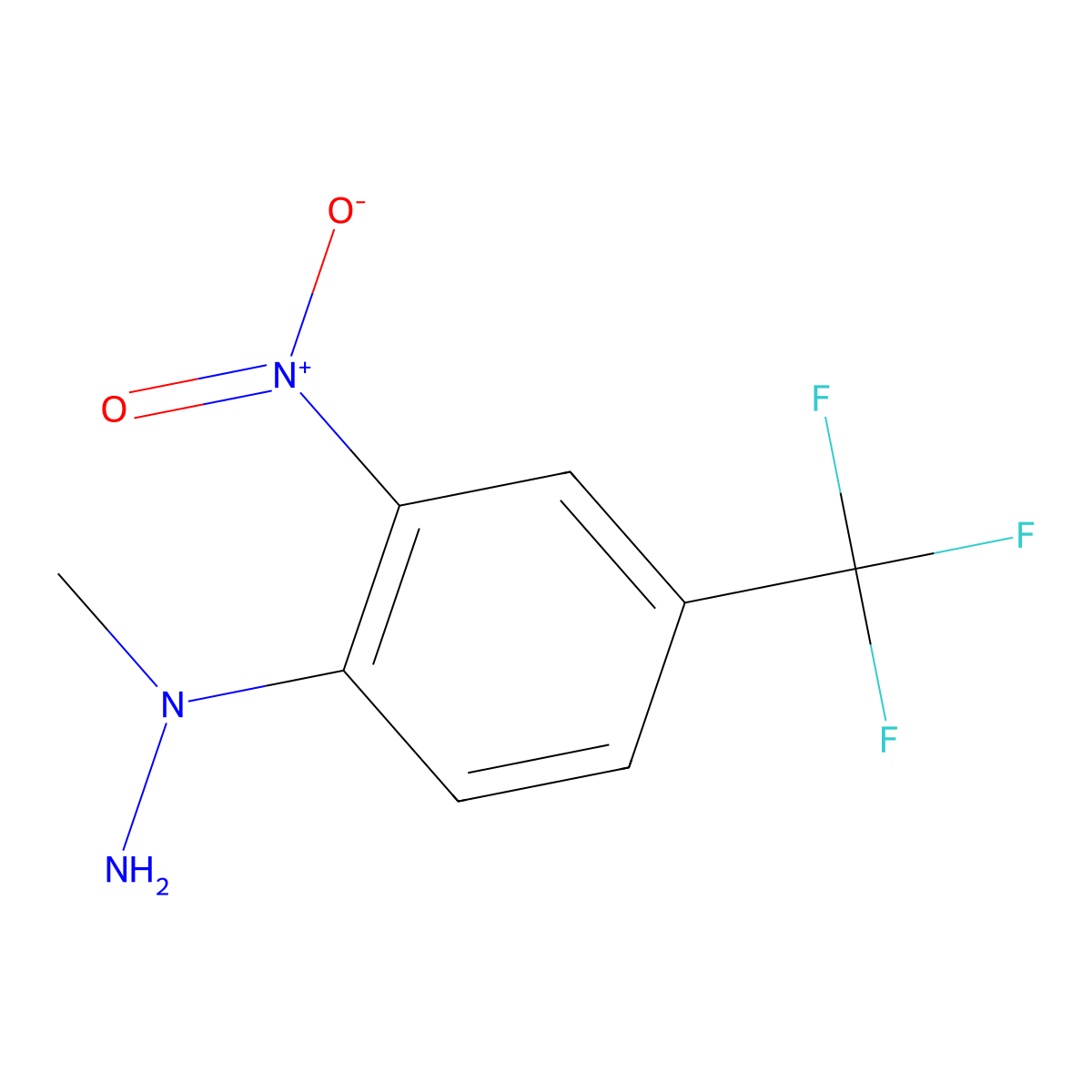 1-Methyl-1-(2-nitro-4-(trifluoromethyl)phenyl)hydrazine molecular structure, CAS 120940-43-4