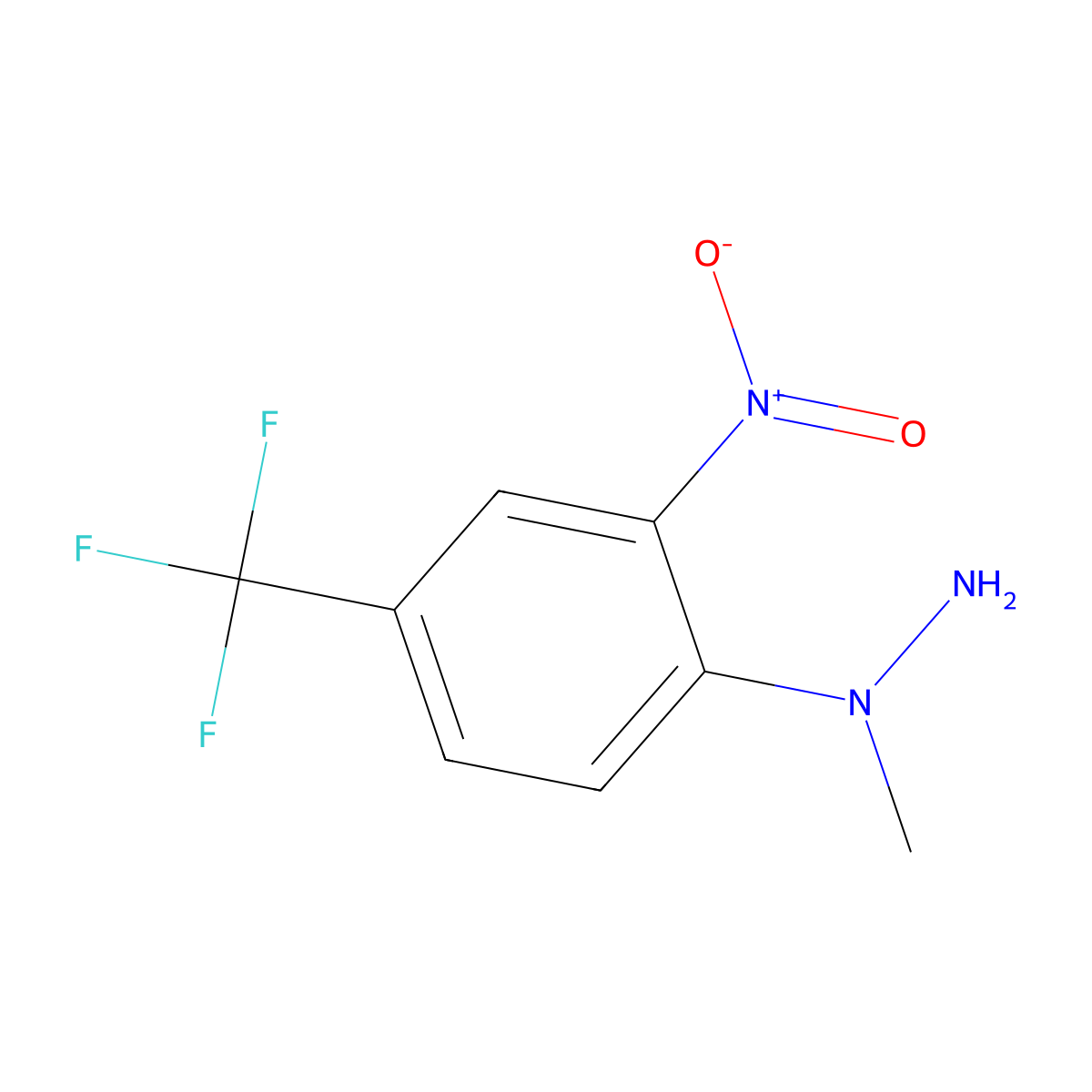 1-Methyl-1-(2-nitro-4-(trifluoromethyl)phenyl)hydrazine molecular structure, CAS 120940-43-4